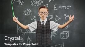  Presentation with scientific - Slide set with portrait-of-a-smart-boy background and a dark gray colored foreground