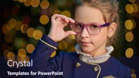  Presentation with glowing lights - PPT theme having portrait-of-a-smart-girl background and a navy blue colored foreground