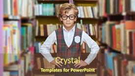  Presentation with school children - PPT theme featuring portrait-of-a-smart-serious background and a tawny brown colored foreground