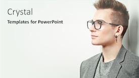  Presentation with smart - Slides with portrait-of-a-smart-young background and a sky blue colored foreground