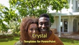  Presentation with home garden - PPT theme consisting of portrait-of-a-smiling-african background and a tawny brown colored foreground