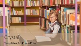  Presentation with educational - Slides having portrait-of-a-smiling-boy background and a coral colored foreground