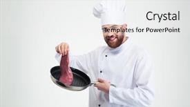  Presentation with cook chef - Presentation theme enhanced with portrait of a smiling chef background and a white colored foreground