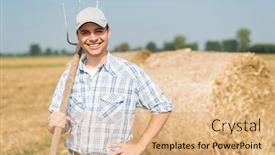  Presentation with field - Theme consisting of portrait-of-a-smiling-farmer background and a coral colored foreground