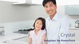  Presentation with daughter - Audience pleasing presentation consisting of portrait-of-a-smiling-father backdrop and a sky blue colored foreground