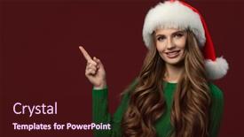  Presentation with long hair - PPT theme featuring portrait-of-a-smiling-girl background and a wine colored foreground