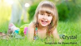  Presentation with green nature - Presentation theme enhanced with portrait of a smiling little background and a yellow colored foreground