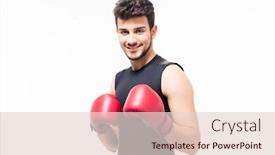  Presentation with boxer - Presentation design enhanced with portrait-of-a-smiling-male background and a lemonade colored foreground