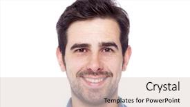  Presentation with portrait happy family smiling - Theme enhanced with portrait of a smiling man background and a lemonade colored foreground