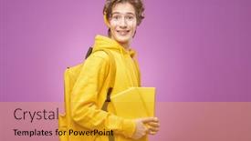  Presentation with teenage - Theme having portrait-of-a-smiling-modern background and a gold colored foreground