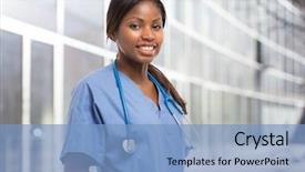  Presentation with nursing to nurse communication - Presentation consisting of portrait of a smiling nurse background and a light blue colored foreground