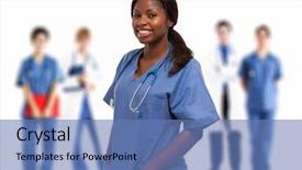  Presentation with nurse midwfie - Cool new slide set with portrait of a smiling nurse backdrop and a teal colored foreground