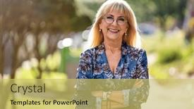  Presentation with park - Presentation design having portrait-of-a-smiling-senior and a  colored foreground