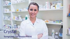  Presentation with lab coat - Audience pleasing PPT theme consisting of portrait of a smiling student backdrop and a sky blue colored foreground