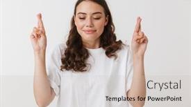  Presentation with good luck - Audience pleasing slides consisting of portrait-of-a-smiling-young backdrop and a soft green colored foreground