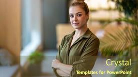  Presentation with modern - Beautiful slide deck featuring portrait-of-a-smiling-young backdrop and a tawny brown colored foreground