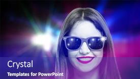  Presentation with disco - Presentation design featuring portrait-of-a-smiling-young background and a  colored foreground