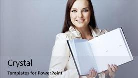  Presentation with album - Slide deck enhanced with background holding an open photobook background and a light blue colored foreground