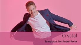  Presentation with elegant - PPT theme featuring portrait-of-a-smiling-young background and a coral colored foreground