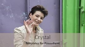  Presentation with smoking - Beautiful slide deck featuring portrait of a smoking woman backdrop and a light gray colored foreground