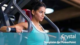  Presentation with crossfit fitness trx training exercises - Beautiful slide set featuring woman workout on exercises machine backdrop and a teal colored foreground