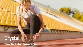  Presentation with tie shoelaces - Beautiful PPT layouts featuring portrait of a sports woman backdrop and a red colored foreground