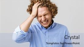  Presentation with stressed - Presentation design featuring portrait of a stressed young background and a  colored foreground