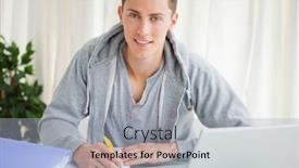  Presentation with homework - Theme consisting of portrait-of-a-student-doing background and a light gray colored foreground