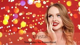  Presentation with beauty cosmetics - Presentation with portrait-of-a-stunning-blonde background and a  colored foreground