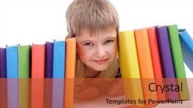  Presentation with children education - PPT theme with a styled children theme background and a red colored foreground