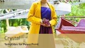  Presentation with amusement park - Audience pleasing PPT theme consisting of portrait-of-a-stylish-model backdrop and a yellow colored foreground