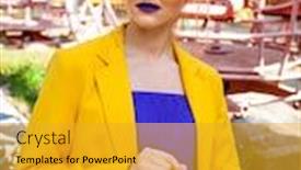  Presentation with amusement park - Audience pleasing slide set consisting of portrait-of-a-stylish-model backdrop and a gold colored foreground