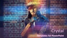  Presentation with top hat - Presentation design consisting of portrait-of-a-stylish-steampunk background and a violet colored foreground
