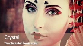  Presentation with stylized - Theme with portrait of a stylized japanese background and a coral colored foreground