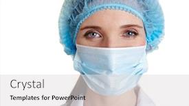  Presentation with surgical nurse - Colorful PPT theme enhanced with portrait-of-a-surgical-nurse backdrop and a light gray colored foreground