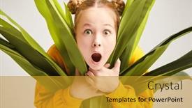  Presentation with green travel - Slide deck with portrait-of-a-surprised-pretty background and a gold colored foreground