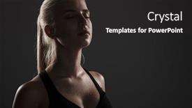  Presentation with fitness - Audience pleasing slides consisting of a sweaty fitness woman backdrop and a dark gray colored foreground