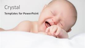  Presentation with pediatrics - Colorful PPT theme enhanced with portrait-of-a-sweet-newborn backdrop and a sky blue colored foreground