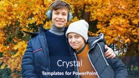  Presentation with maple leaves - Slide deck having portrait-of-a-teenager-boy background and a ocean colored foreground