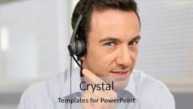  Presentation with telemarketer - Audience pleasing PPT theme consisting of portrait of a telemarketer backdrop and a light gray colored foreground