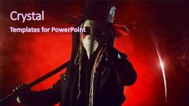  Presentation with doctor and collegue relationship - PPT theme with portrait of a terrible plague background and a wine colored foreground