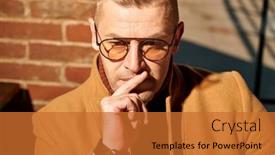  Presentation with modern elegant - Slide set having portrait-of-a-thoughtful-handsome background and a red colored foreground