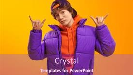  Presentation with youth - Slide set with portrait-of-a-trendy-teenage background and a violet colored foreground