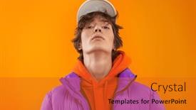  Presentation with youth - PPT theme consisting of portrait-of-a-trendy-teenage background and a gold colored foreground