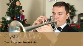  Presentation with christmas tree - Theme having portrait-of-a-trumpeter-before background and a coral colored foreground