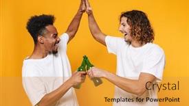  Presentation with cheerful - Audience pleasing PPT layouts consisting of portrait-of-a-two-cheerful backdrop and a yellow colored foreground