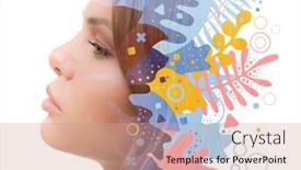  Presentation with art - Beautiful presentation theme featuring portrait-of-a-woman-combined backdrop and a coral colored foreground