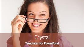  Presentation with glasses - Colorful PPT theme enhanced with portrait-of-a-woman-holding backdrop and a red colored foreground