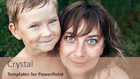  Presentation with mom - Slide set having portrait-of-a-woman-mom background and a coral colored foreground