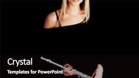  Presentation with flute - Slide deck consisting of portrait of a woman playing transverse flute isolated on black background and a black colored foreground